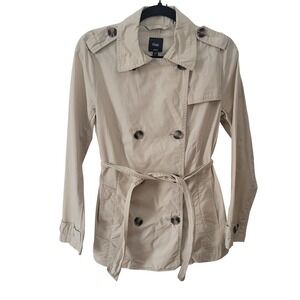 Gap Womens S Rome Jacket Birch Beige Double Breasted Belted Trench Coat